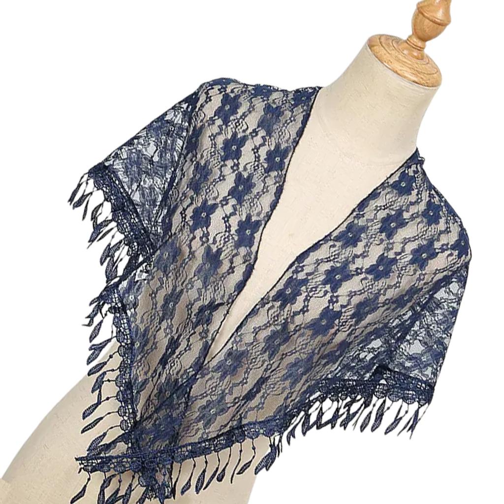 Elegant Lace Shoulder Wrap Triangular Scarf With Tassels And Flower Pattern For Women Great For Weddings And Travel