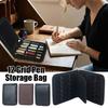 12Grid Pen Storage Bag PU Leather Zipper Pouch Organizer Multi-Pen Holder Pen Case Stationery Protection Collection Bags