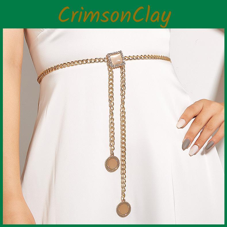 Fashion Simulation Pink Gemstone Decoration Women Casual Waist Chain For Daily