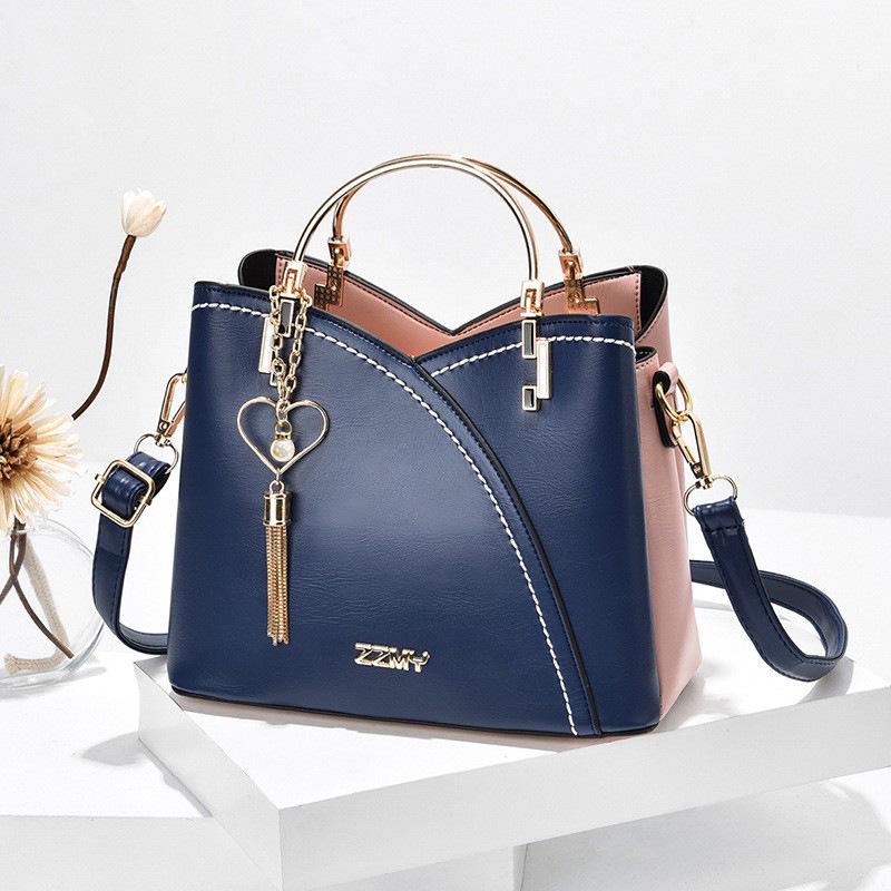 2025 Women's Trendy Korean Style Color Block Handbag, Large Capacity Single Shoulder Crossbody Bag