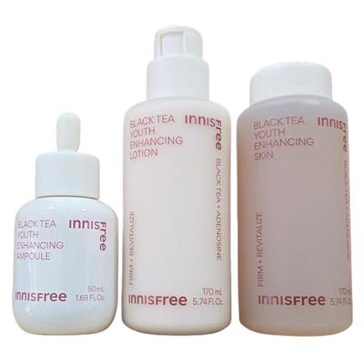 Schwarzer Tee Hautverjüngende Haut & Lotion 170ml + Ampulle 50ml Set | Koreanische Feuchtigkeitsspendende Hautpflege, Vitalität & Tägliche Pflege
