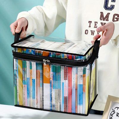 Book Organizing Box Student Classroom Dormitory Foldable Portable Transparent Household Large Capacity Textbook Storage Bag