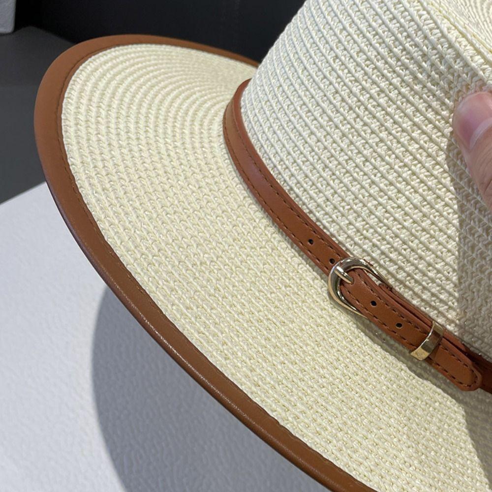 Großer Schirm Strandkappe UV-Schutz Panama-Kappe Sommer Strohhut Damen