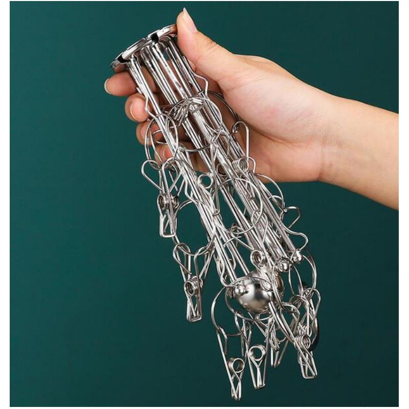 Foldable Steel Underwear Sock Dryer Laundry Rack Flat Head Best Clothes Hanger Airer Rust Resistive Strong Grip Clip