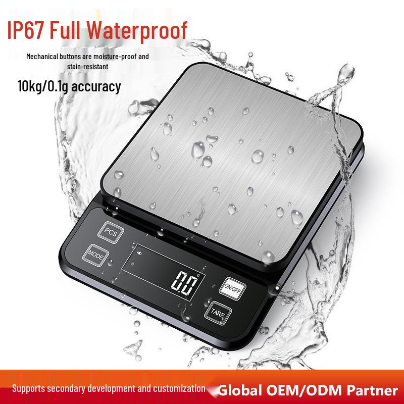 

Водонепроницаемые цифровые кухонные весы IP67, точность 10 кг/0,1 г для выпечки и продуктов питания Battery 3kg/0.1g