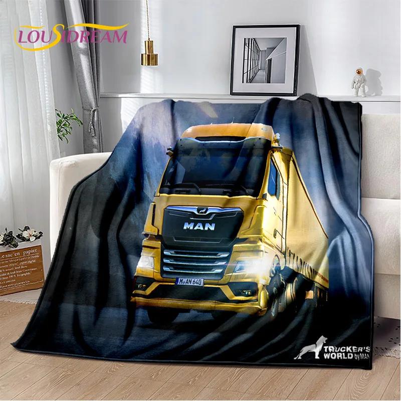 MAN Truck Lorry 3D Printing Soft Flannel Blankets,Throw Blanket Comfortable Blanket for Picnic Beds Sofa Home Bedroom Gifts Kids