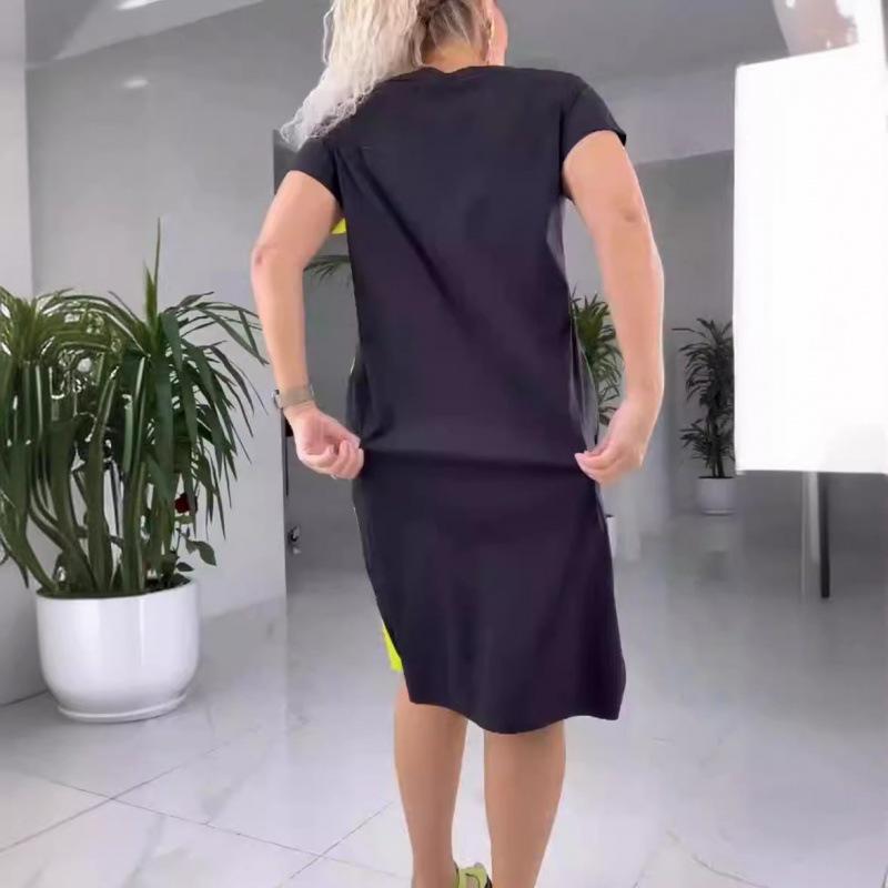 2024 Women's European & American Spring Plaid Print Round Neck Dress