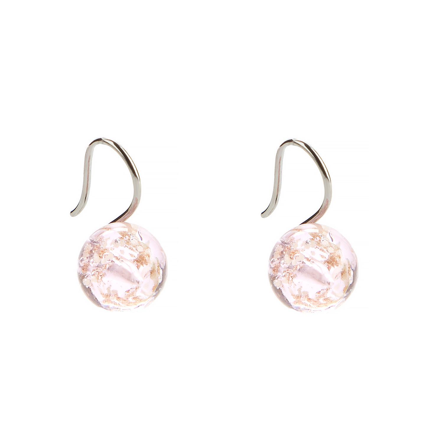 Handmade Fluorescent Glass Round Bead Earrings with 304 Stainless Steel Studs.