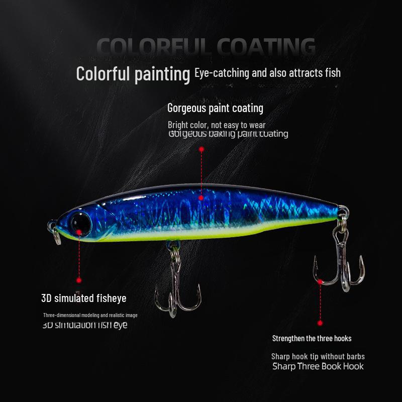 52mm Silver Fish Pencil Lure, 3.2g/5g Sinking Bait for All Water Layers, Ideal for Luofei and White Stripe Fish