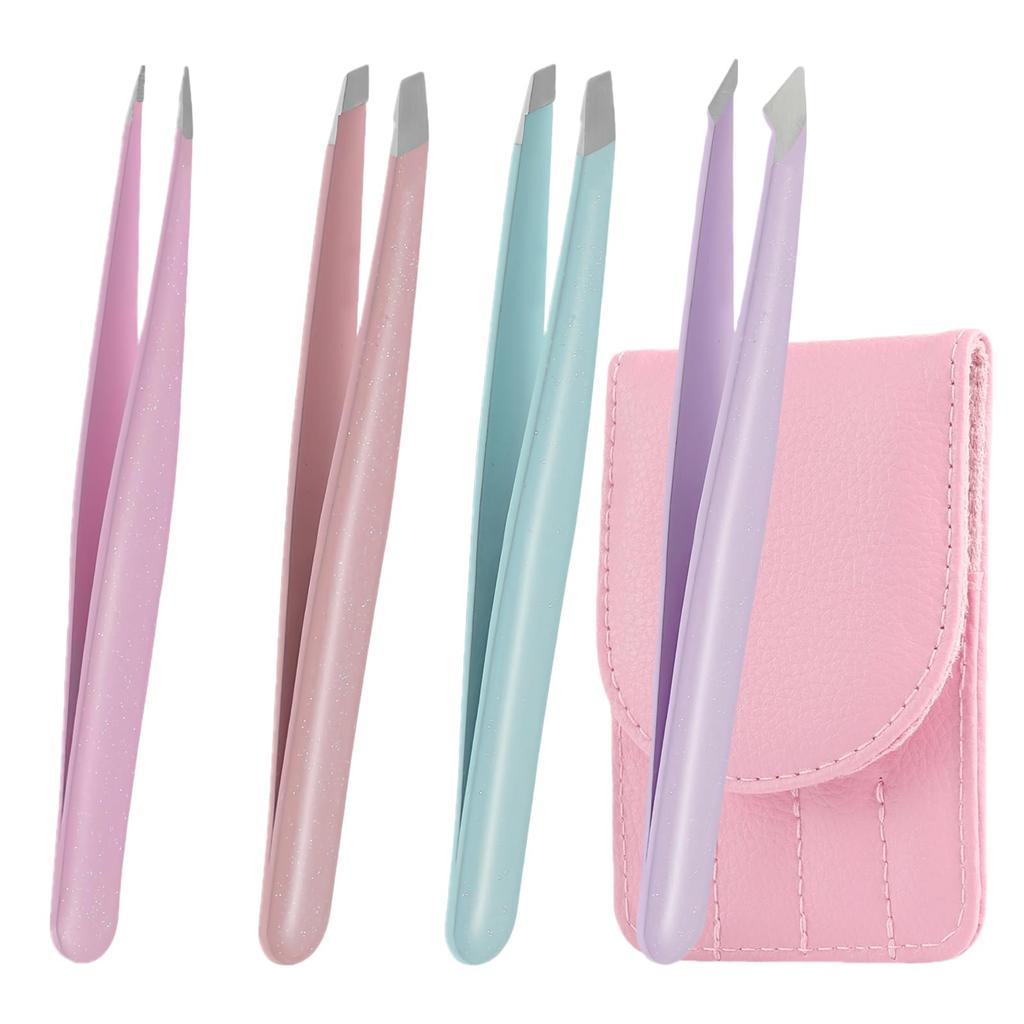 MUSECRASH Stainless Steel Tweezers for Removing Facial Nose and Ingrown Eyebrows, Eyelashes, Hair, Hair, Hairs, 4-Pack