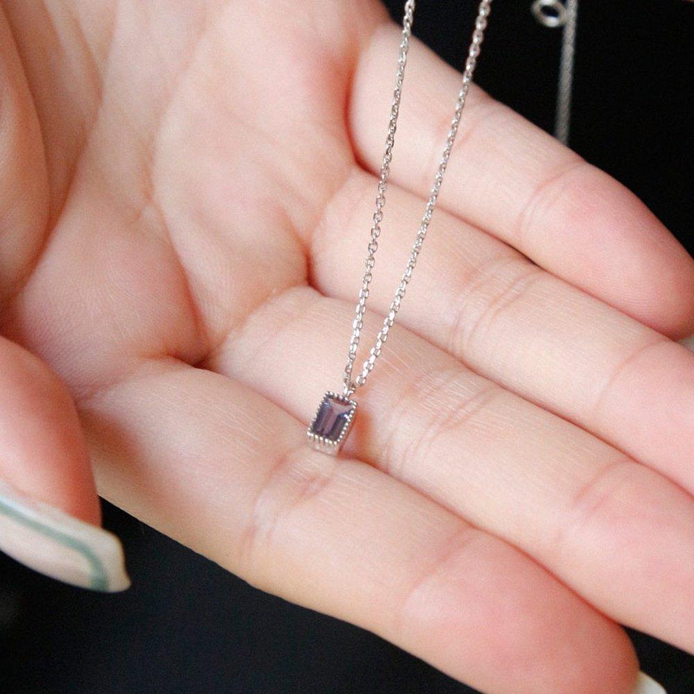J.Lauren Iolite Birthstone Rectangular Silver Gemstone Necklace N01107