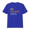 Vintages Emo Music And Coffee Distressed T Shirt vintage Washed Soft Breathable Stylish Versatile Unisex homme Casual Stretched