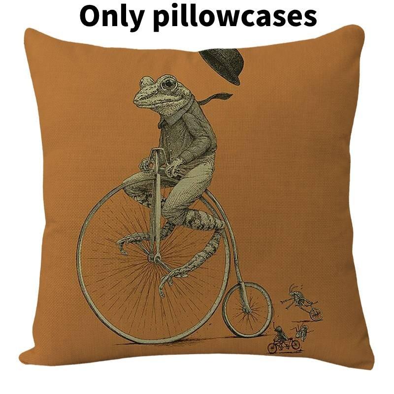 

Cycling Pattern Frog Print Pillow Case Cartoon Animal Cushion Cover Fashion