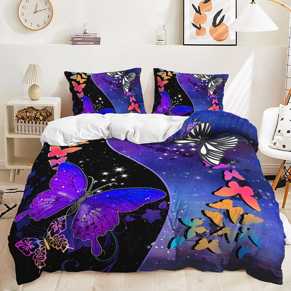 Three-Piece Butterfly Quilt Set Two-Piece Bedding Set Digital Printing 3D Set