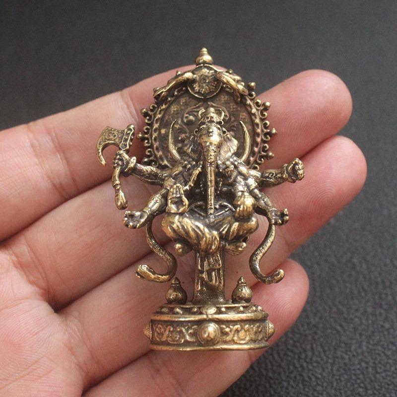 Vintage Brass Thailand Elephant God Desktop Decoration Figurines Tea Pet Table Ornament Solid Copper Animal Crafts Home Decor