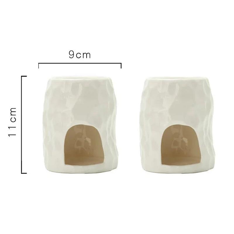 

Honeycomb Texture Candle Holders 2 Pcs Desk Decoration Minimalism Ceramic Candlestick Wax Melt Burner Home Aroma Container белый