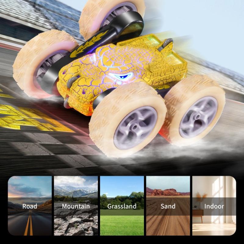 Wireless Remote Control Double-sided Stunt Dump Truck Dinosaur Toy Car 2.4G Drift Four-wheel Drive High-speed Rotating Car