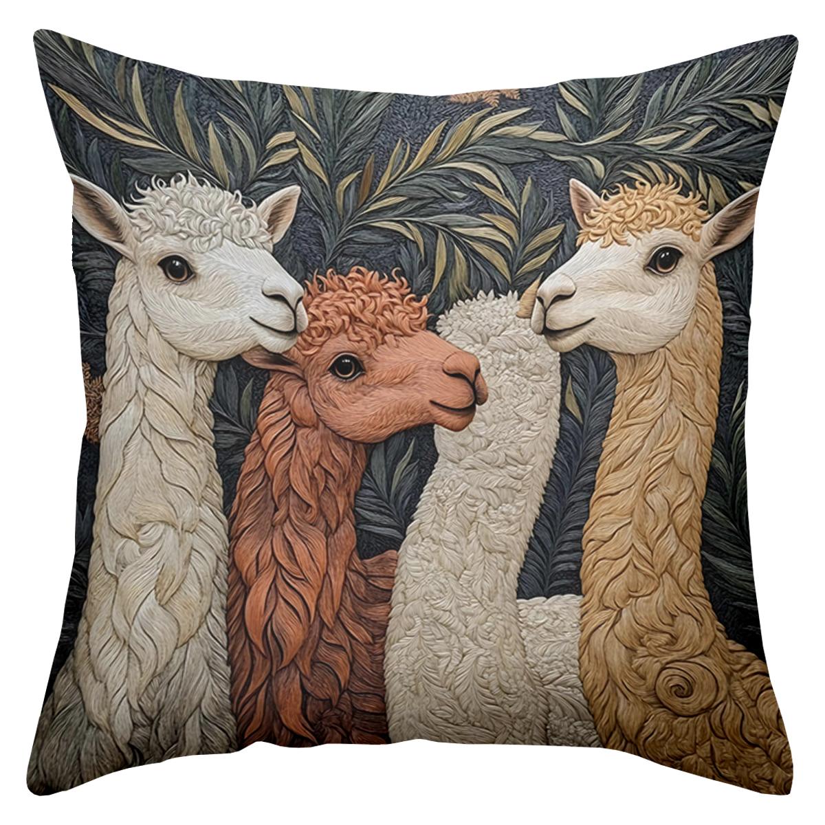 

2D плоская печать Милый узор ламы 2D плоская печать Наволочка из полиэстера декоративная наволочка для дивана 16x16Inch