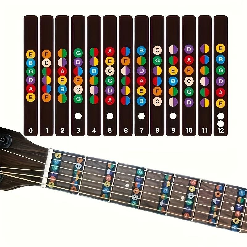 Guitar Fingerboard Note Chord Stickers With Number Mark Black Background Removable Fretboard Labels Guitar Learning Tool
