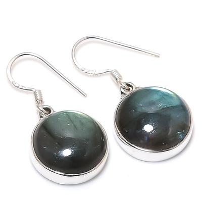 Natural Labradorite Gemstone 925 Solid Sterling Silver Gift Earring 1.25" T0t02