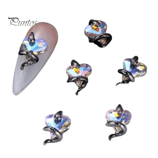 3 pçs diy decorações de unhas cobra em torno de 3d coração falso cristal encantos arte do prego strass caso do telefone decoração acessórios manicure suprimentos