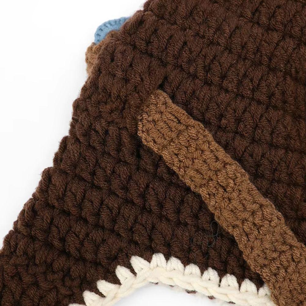 Windproof Knitted Beanie Crocheted Earflap Cap Casual Winter Pilot Hat With Goggles  Cycling