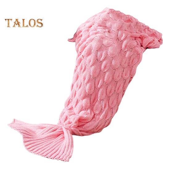 

Mermaid Tail Blanket Knitted Scale Texture Elastic Thick Keep Warm Sleeping Bag for All Seasons Winter Blanket for Sofa Camping Bed Car Use L розовый