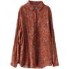 Women's Spring and Autumn Retro Art Floral Long Sleeve Shirt Casual Loose Top