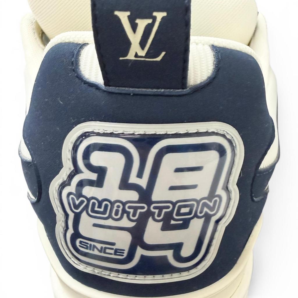 Great LOUIS VUITTON Low Cut Sneakers LV Skate Line Monogram Flower Marine Used