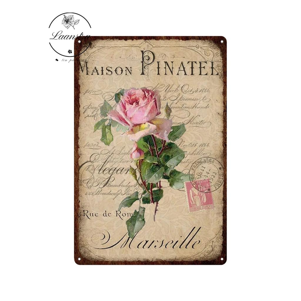 Vintage Flowers Rose Picture Metal Plaque Tin Signs Plate Wall Decor Art Iron Posters Man Cave Bar Club Garden Decoration Poster