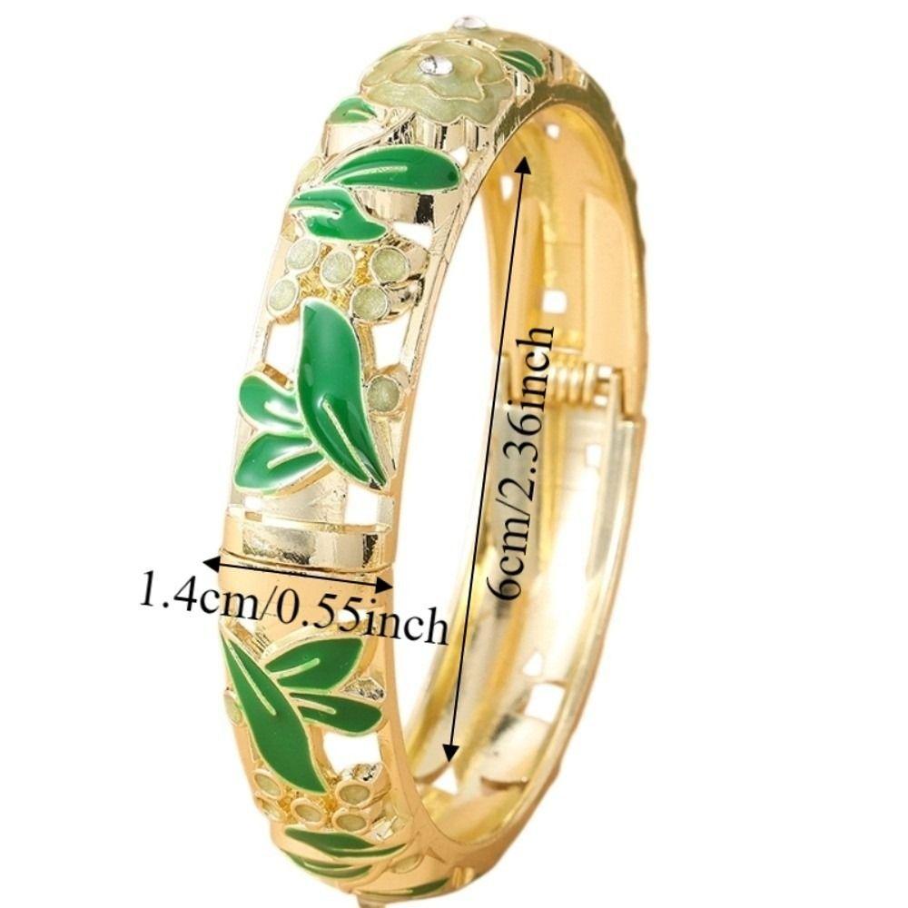 Färgglatt Vintage Cloisonné Armband Traditionellt Kinesiskt Blomma Kristall Armband Ihåligt Etniskt Damarmband Damer