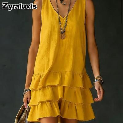 Summer Women's Fashion Loose Casual Solid Color Vest Dress for Women