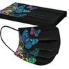 10pcs Colorful Butterfly Print Disposable Face Mask Black Non-woven Fabric Anti Dust Mask Three-layer Breathable