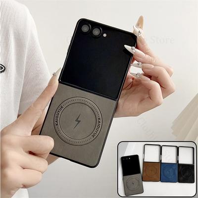 Skórzane etui na telefon w dotyku skóry dla Samsunga Galaxy Z Flip7 5G Ładowanie bezprzewodowe dla Magsafe Magnetyczny pokrowiec dla Samsunga Z Flip 7 5G