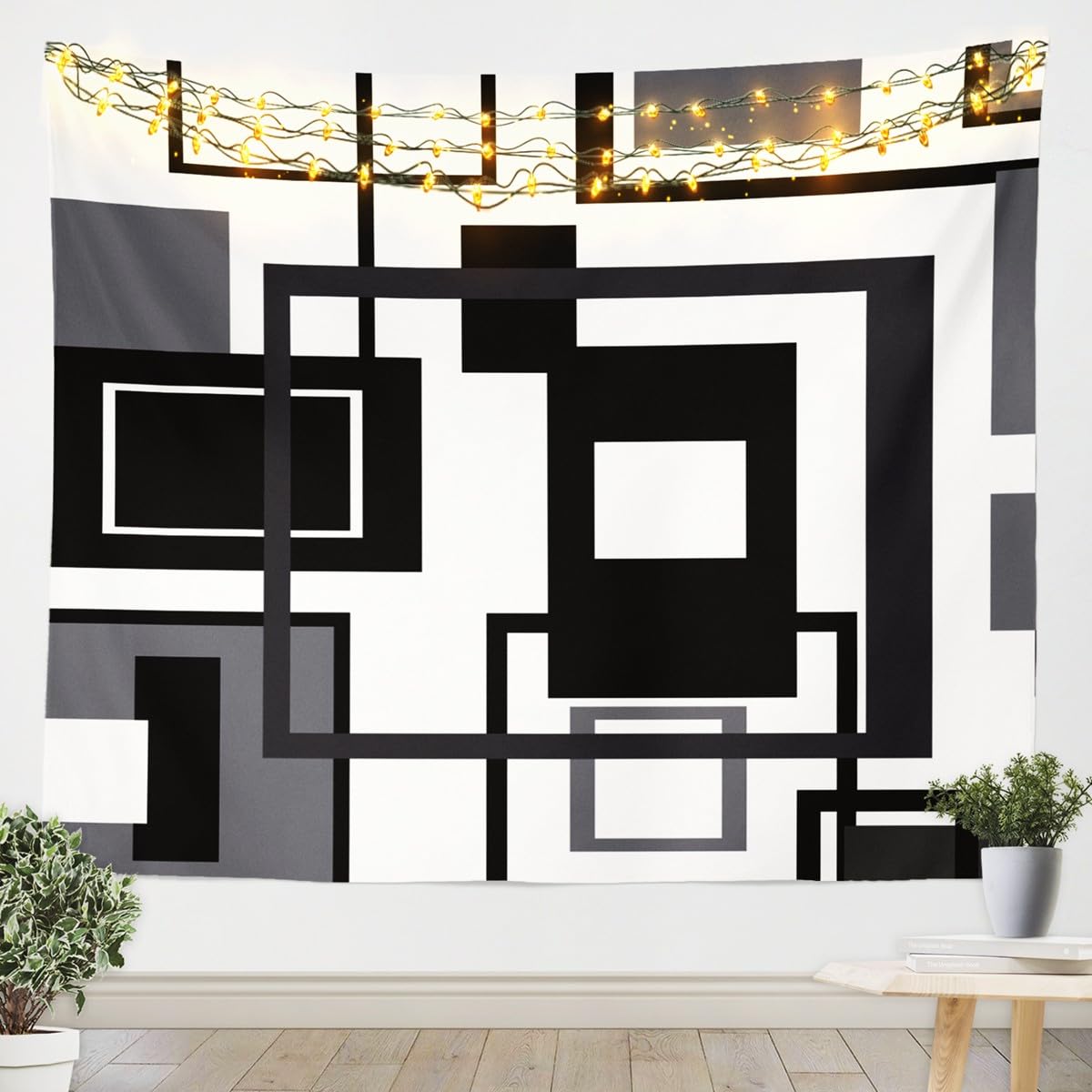 

Geometric Square Tapestry for Girls Adult Bedroom Geometry Grid Tapestry Wall Hanging Modern Abstract Line Stripes Wall Tapestry 74x94cm(29x37in)
