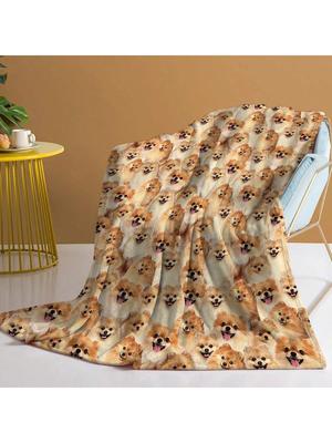 Pomeranian Throw Blanket Fuzzy Dog Blanket For  Pomeranian Gifts For Pomeranian Lovers Cozy Blanket For Couch Sofa Bed