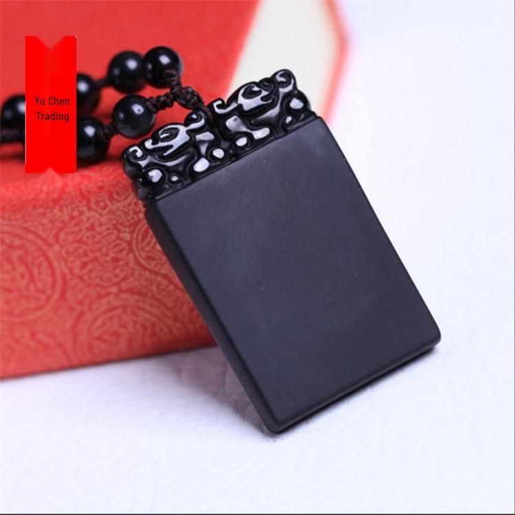 Obsidian Peace and Safety Amulet Jade Pendant Charm for DIY Bracelet