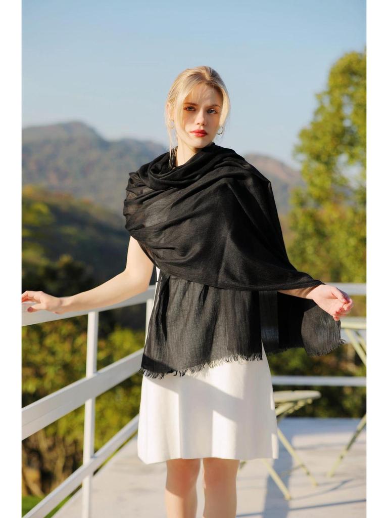 Women's Lightweight Oversized Faux Linen Beach Shawl Scarf - Perfect for Summer, Parties, Weddings, or Christmas Gifts