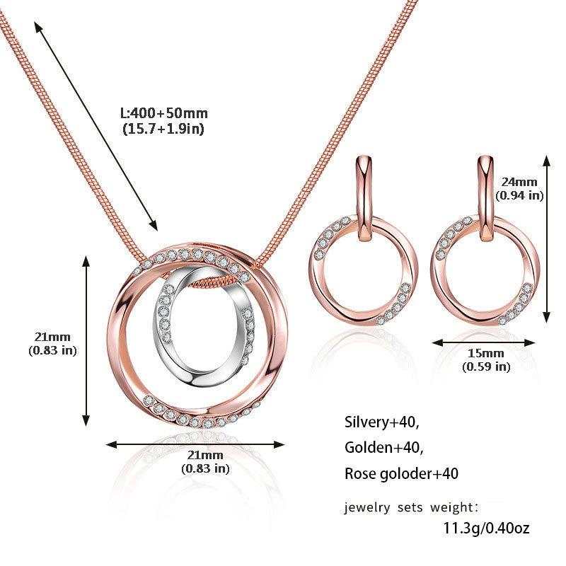 

Модный комплект украшений Charm Personality Circle, ожерелье и серьги для женщин розового золота