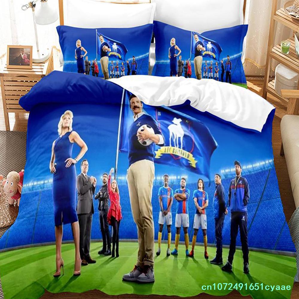 Ted Lasso Saison 2 Ensemble de literie Simple Jumeau Complet Queen King Size Ensemble de lit Chambre d'adulte Enfant Housses de couette Ensembles Drap de lit 3D EU single(135x200cm)