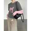 Taoguan Frühling Damen Schlankmachendes Rundhals-T-Shirt mit kleinem Pferdeaufdruck Two-in-One