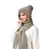 Winter Hat Long Scarf Integrated Wool Hat Women's Outdoor Ear and Neck Protection Double-Layer Velvet Warm Knitted Hat