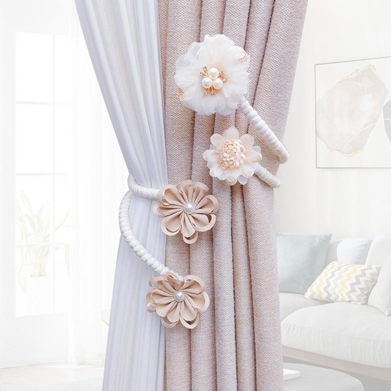 Fermaglio per Tenda a Fiore Fatto a Mano Elegante Decorativo Clip Fermatenda Fibbia Legaccio per Soggiorno e Camera da Letto