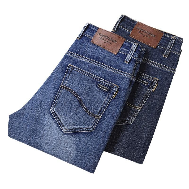 Sommer Dünn High-End Business Plus Herren Elastische Slim Fit Jeans Gerades Bein Locker Lässige Hose
