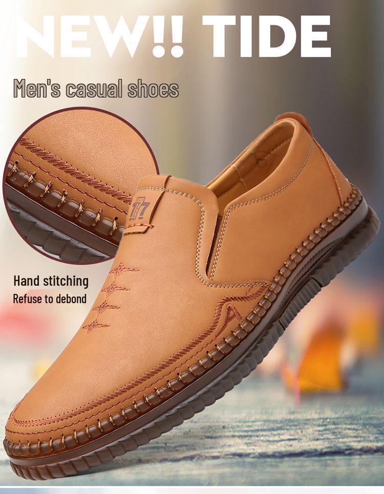 Lässige Slipper aus Leder für Herren: Atmungsaktive, rutschfeste, weiche Sohle für breite Füße – ideal für Frühling und Sommer