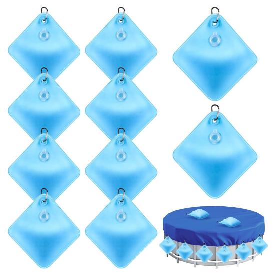 Pool Cover Hanging Bag Leakproof Square Swimming Pool Cover Weights Thick PVC Water Bags for Above Ground Pool Cover Antifreeze Winter Tarp Weights