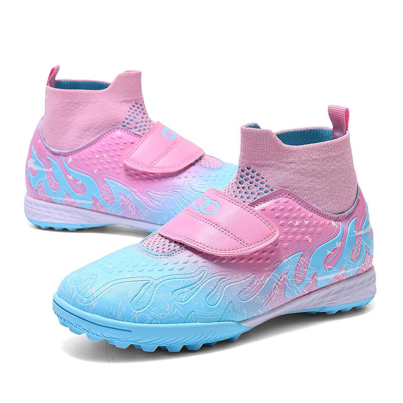 

New high-top Velcro children s football shoes, boys and girls training, artificial grass running sports, student sneakers 39