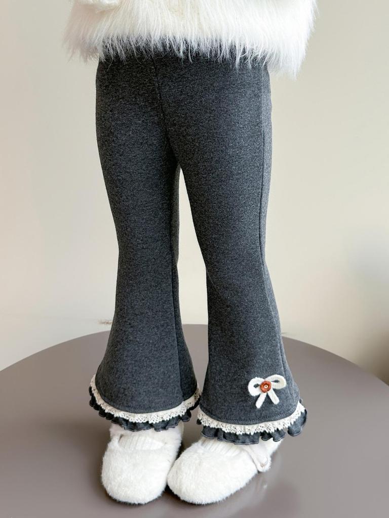 2025 Girls' Fleece-Lined Flare Pants - Winter Fashion Leggings