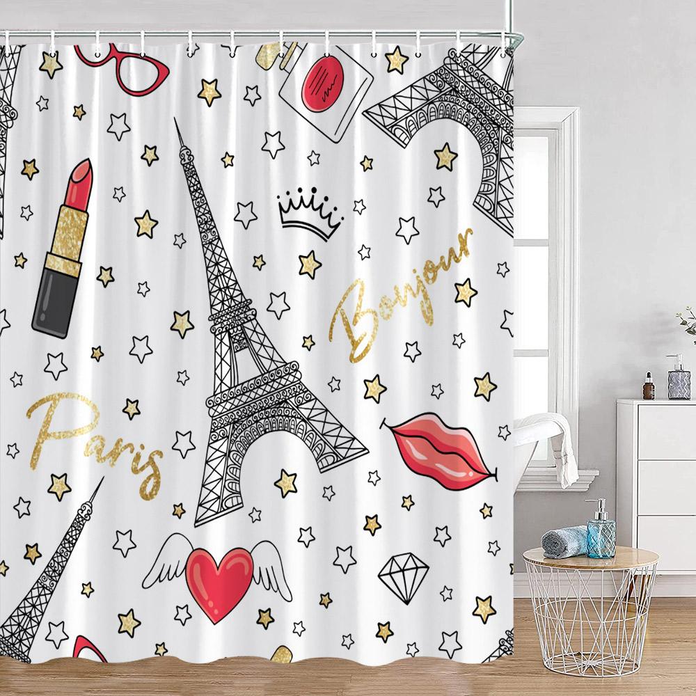 Fashion Paris Tower Shower Curtains European City View Aesthetic Bathroom Curtain Polyester Fabric Bath Decorations for Home