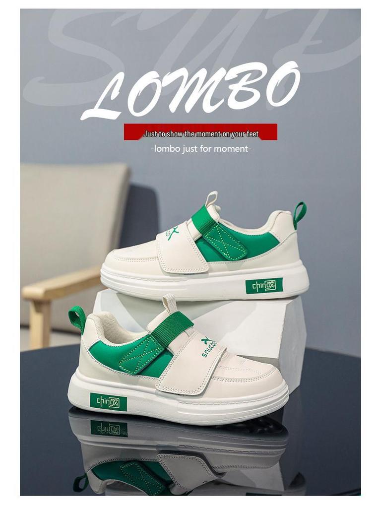 2025 Men's & Kids' Trendy Sports Shoes: Breathable Velcro White Shoes for Autumn